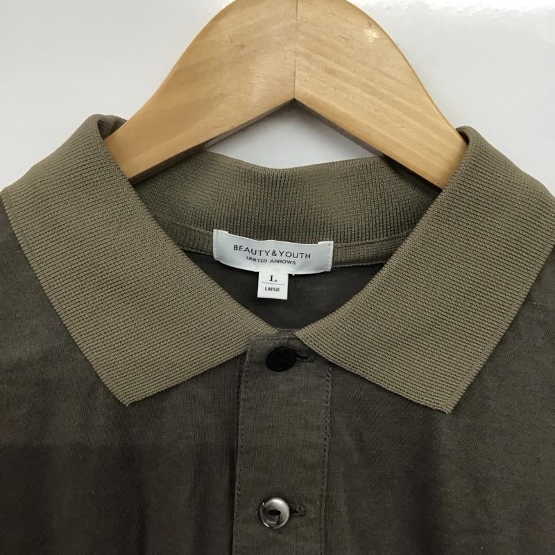 ビューティアンドユースユナイテッドアローズ BEAUTY&YOUTH UNITED ARROWS ポロシャツ 半袖 半袖ポロシャツ カラーシャツ 半袖カットソー L 無地 カーキ / カーキ /  メンズ USED 古着 中古 10142587
