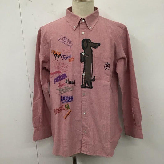 カステルバジャック CASTELBAJAC シャツ、ブラウス 長袖 長袖シャツ カラーシャツ ポケットシャツ 長袖カットソー プリントシャツ プリント 赤 / レッド /  メンズ USED 古着 中古 10123780