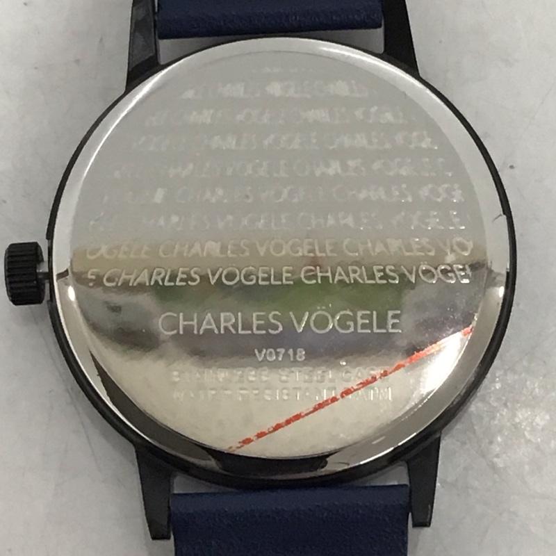 シャルルホーゲル CHARLESVOGELE 腕時計 アナログ（クォーツ式） V0718 レザーベルト ロゴ、文字 紺 / ネイビー /  メンズ USED 古着 中古 10134122