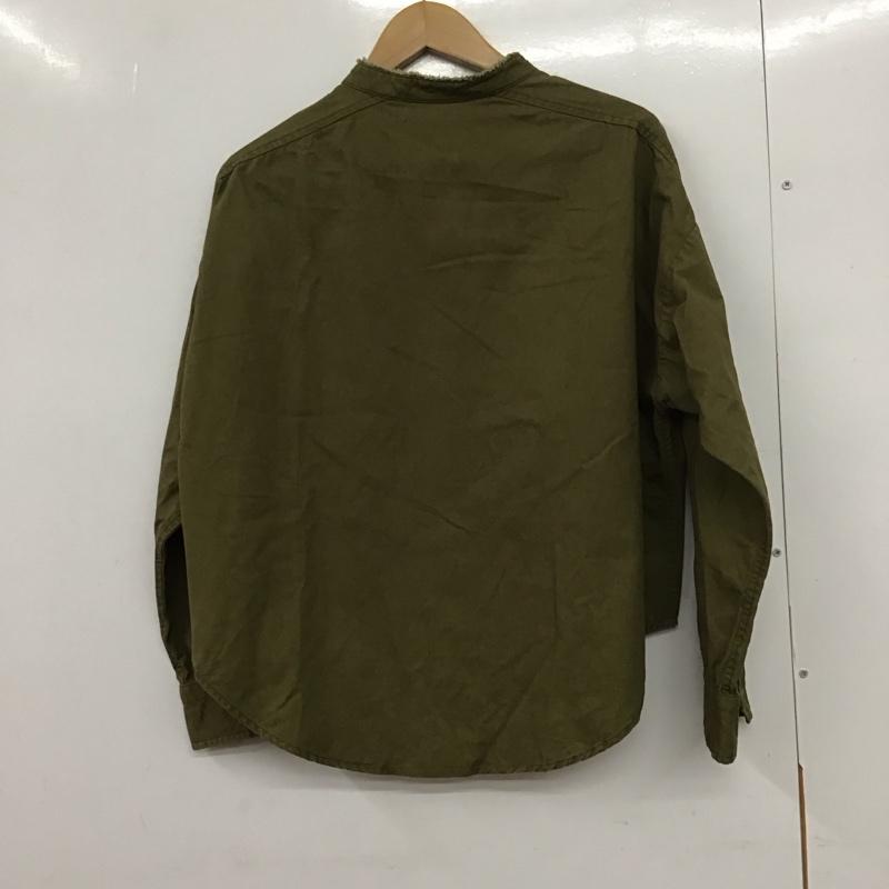 ブランク BLANK シャツ、ブラウス 長袖 長袖シャツ ノーカラーシャツ 前開きシャツ 38 無地 カーキ / カーキ /  レディース USED 古着 中古 10132936