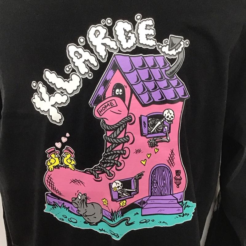 エクストララージ XLARGE カットソー 長袖 長袖カットソー プリントカットソー クルーネック XL プリント 黒 / ブラック /  メンズ USED 古着 中古 10126655