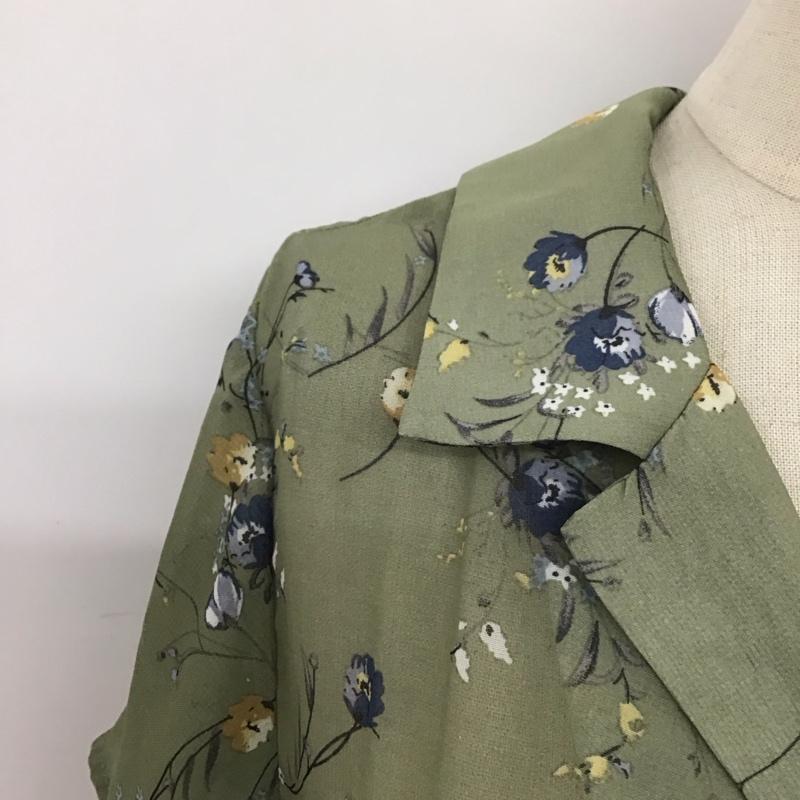 アクシーズファム axes femme ワンピース ロングスカート MK351X53 開襟シャツワンピース 半袖 M 花柄 カーキ / カーキ /  レディース USED 古着 中古 10112360