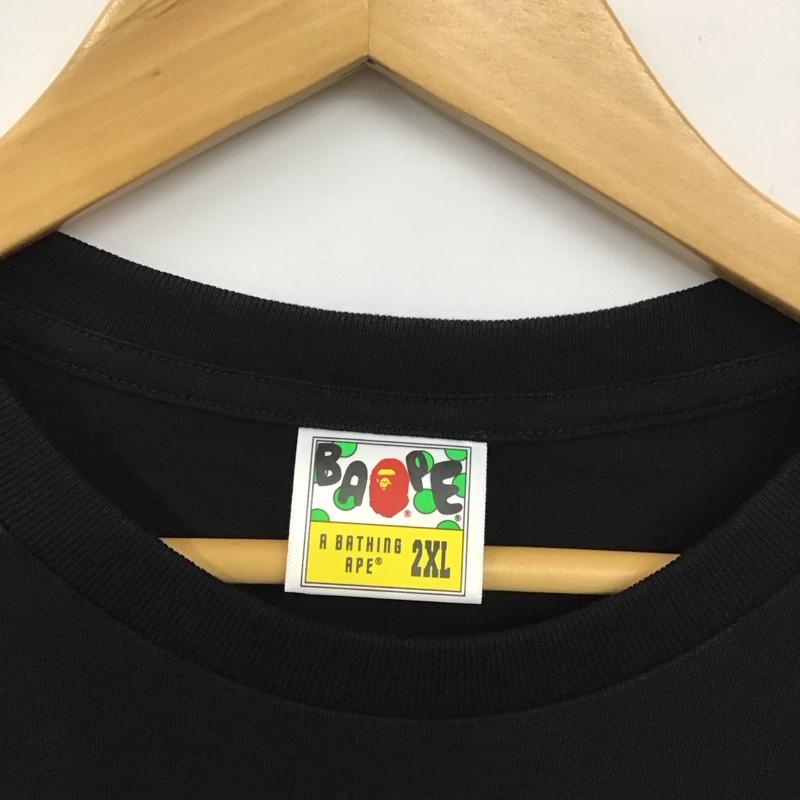 ベイプ BAPE Tシャツ 半袖 半袖カットソー プリントTシャツ クルーネックカットソー XXL プリント 黒 / ブラック /  メンズ USED 古着 中古 10130682