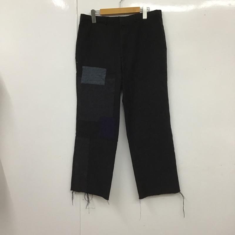 リメイクフルギ リメイク古着 パンツ スラックス リメイクパンツ ワイドパンツ スラックス カジュアルジーンズ 無地 黒 / ブラック /  メンズ USED 古着 中古 10105560