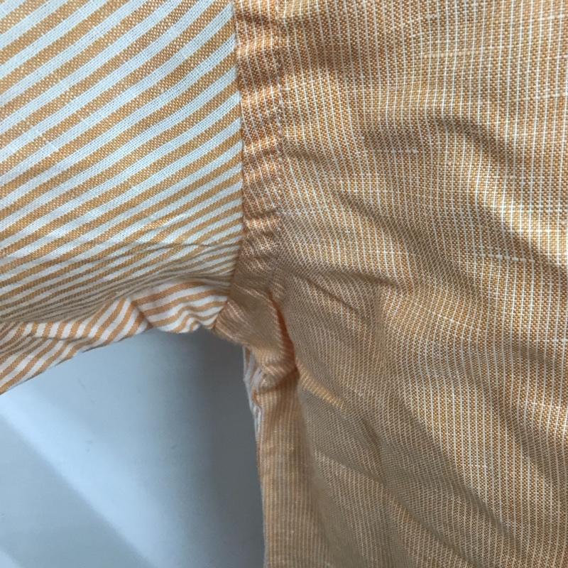 エディーバウアー Eddie Bauer シャツ、ブラウス 半袖 S ストライプ 白 / ホワイト / X 橙 / オレンジ /  メンズ USED 古着 中古 10111206