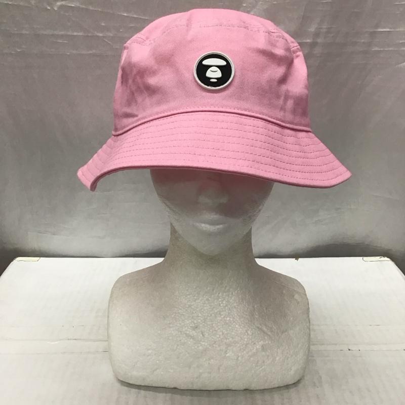 エーエイプバイアベイシングエイプ AAPE BY A BATHING APE 帽子 ハット AAPHTM4995XXK ムーンフェイス パッチ バケットハット ワンポイント 桃 / ピンク /  メンズ USED 古着 中古 10120892