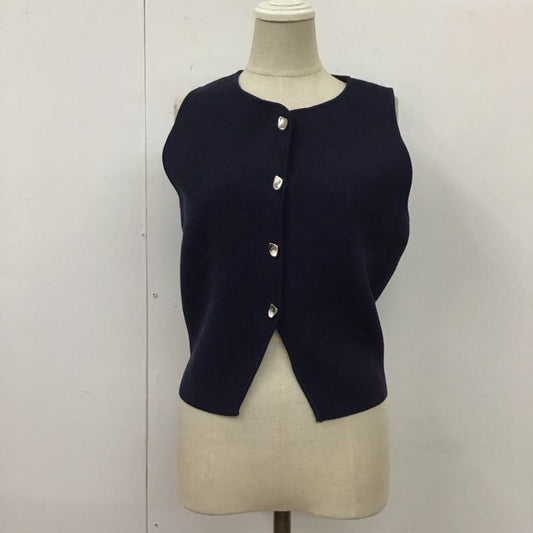 ザラ ZARA ベスト ベスト ニットベスト ノースリーブニット 前開きベスト M 無地 紺 / ネイビー /  レディース USED 古着 中古 10117674