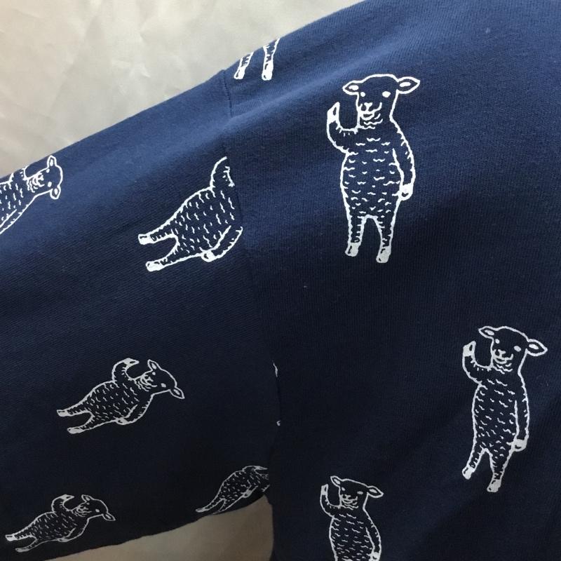 グラニフ graniph カットソー 半袖 ラムチョップ L 総柄 紺 / ネイビー /  メンズ USED 古着 中古 10115531