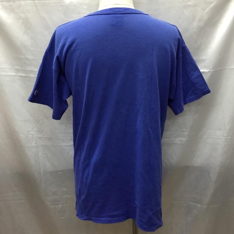 チャンピオン Champion Tシャツ 半袖 半袖カットソー プリントTシャツ クルーネックカットソー L ロゴ、文字 青 / ブルー /  メンズ USED 古着 中古 10116024