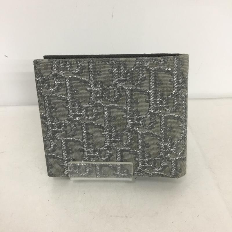 ディオール DIOR 財布 二つ折り ディオールオム イタリア製 総柄 銀 / シルバー /  メンズ USED 古着 中古 10146316