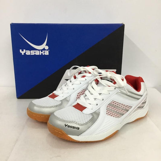 ヤサカ YASAKA スニーカー スニーカー E-200 ジェット インパクト 卓球シューズ 24cm 箱有 24.0cm ロゴ、文字 白 / ホワイト / X 赤 / レッド /  レディース USED 古着 中古 10147915