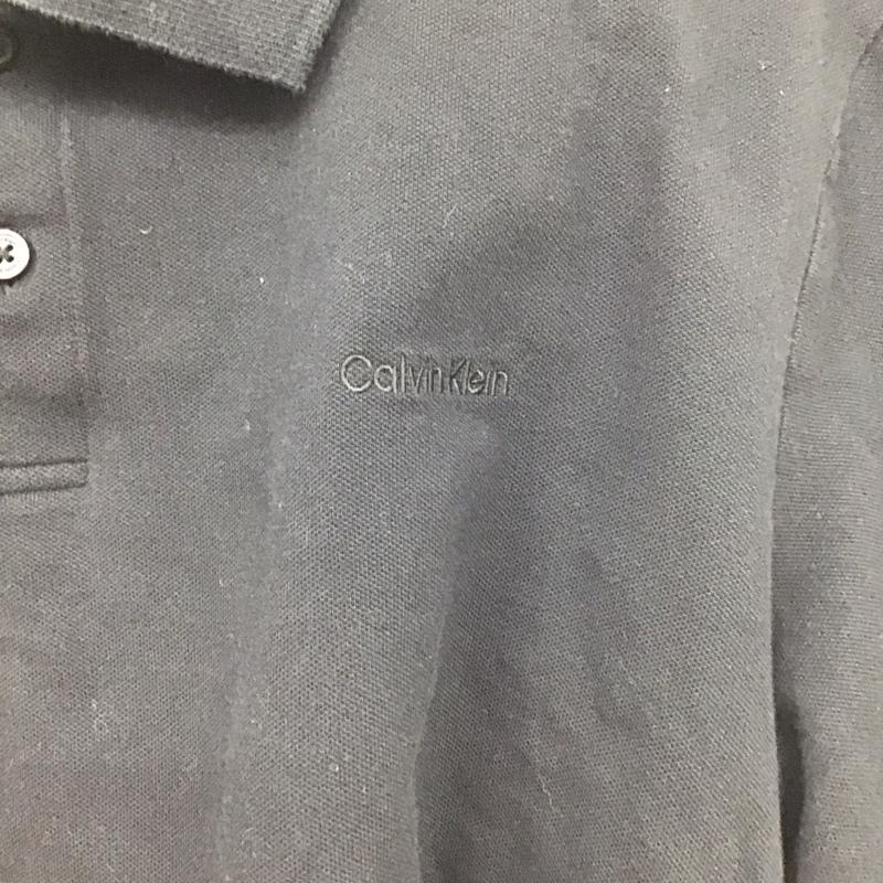 カルバン・クライン Calvin Klein ポロシャツ 半袖 半袖ポロシャツ 半袖カットソー カラーシャツ L ロゴ、文字 黒 / ブラック /  メンズ USED 古着 中古 10131144