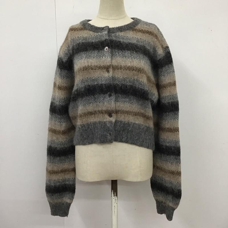 ビューティアンドユース BEAUTY&YOUTH カーディガン 長袖 1628-105-0988 シャギー ショート丈 ボーダー柄 白 / ホワイト / X 灰 / グレー / X ベージュ / ベージュ / X ダークグレー / ダークグレー /  レディース USED 古着 中古 10125820