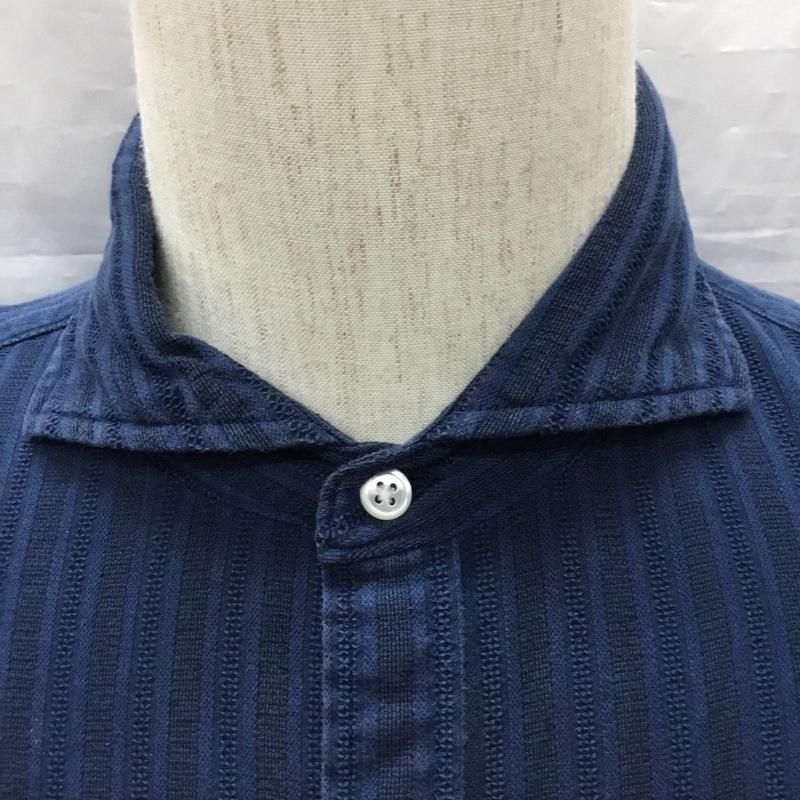 シップス SHIPS シャツ、ブラウス 七分袖 111-32-0021 L ストライプ 紺 / ネイビー /  メンズ USED 古着 中古 10117195