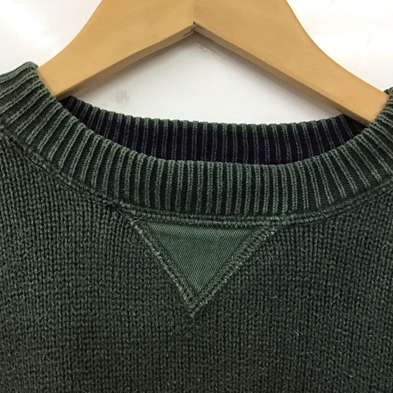 トミーヒルフィガー TOMMY HILFIGER ニット、セーター 長袖 長袖ニットカットソー クルーネック セーター 90s M ロゴ、文字 緑 / グリーン /  メンズ USED 古着 中古 10129826
