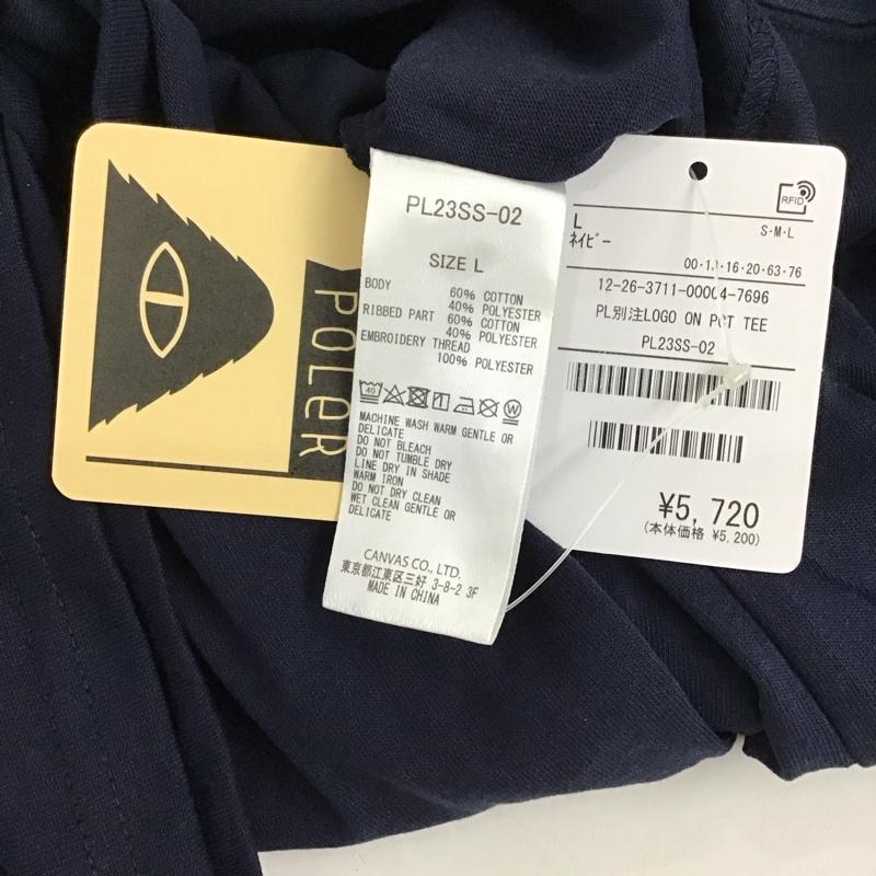 ポーラー POLeR Tシャツ 半袖 半袖カットソー プリントTシャツ クルーネックカットソー L ロゴ、文字 紺 / ネイビー /  メンズ USED 古着 中古 10131629