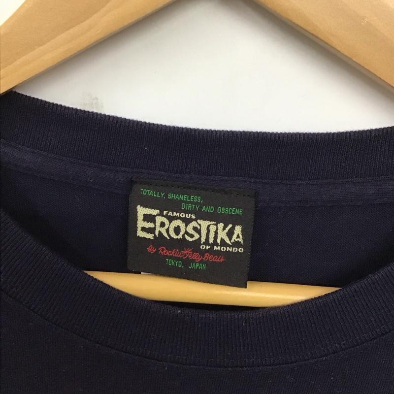 エロスティカ EROSTiKA Tシャツ 半袖 半袖カットソー プリントTシャツ クルーネックカットソー XL プリント 紺 / ネイビー /  メンズ USED 古着 中古 10130093