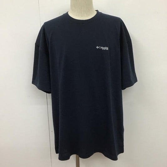コロンビア Columbia Tシャツ 半袖 半袖カットソー 刺繍Tシャツ クルーネックカットソー XL ロゴ、文字 紺 / ネイビー /  メンズ USED 古着 中古 10107246