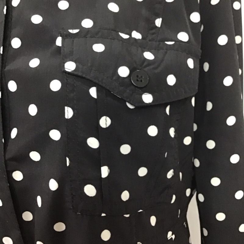 セシルマクビー CECIL McBEE ワンピース ひざ丈スカート 長袖シャツワンピース カラーブラウスワンピース 総柄 M 総柄 黒 / ブラック / X 白 / ホワイト /  レディース USED 古着 中古 10113796