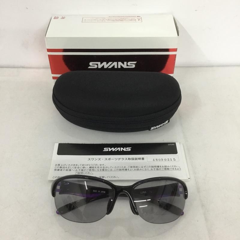 スワンズ Swans めがね・サングラス サングラス LN-0053 LUNA 偏光レンズモデル スポーツサングラス 箱有 ロゴ、文字 黒 / ブラック / X 紫 / パープル /  メンズ USED 古着 中古 10141095