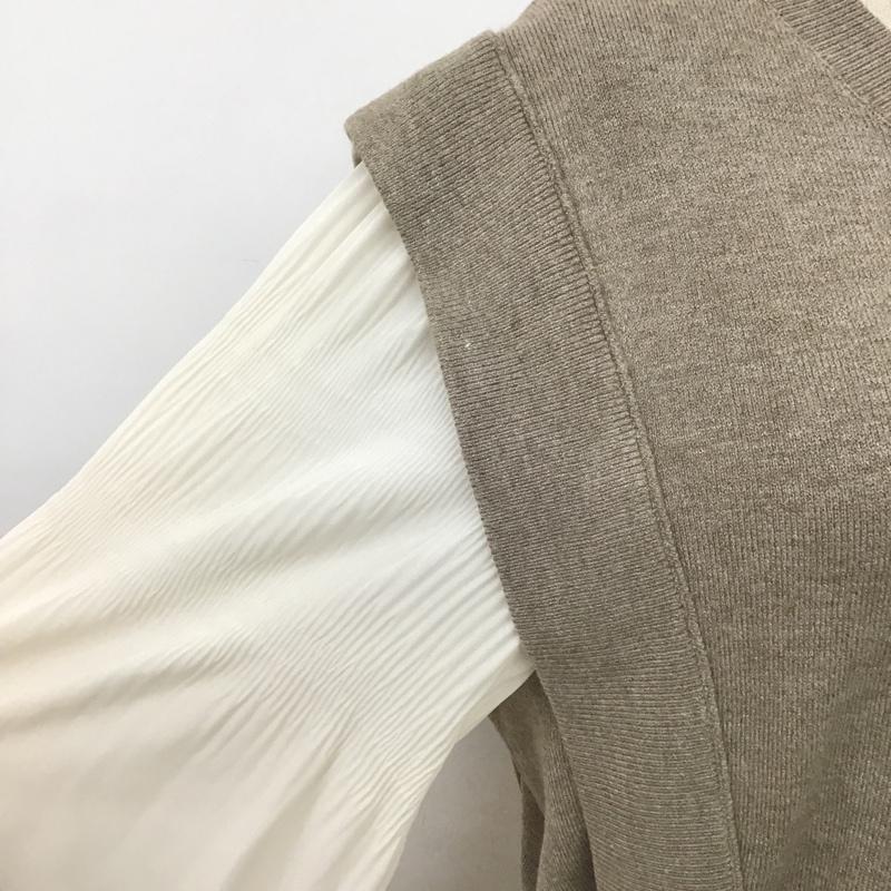 センスオブプレイスバイアーバンリサーチ SENSE OF PLACE by URBAN RESEARCH ワンピース ロングスカート aa34-26b012 マジョリカプリーツドッキングワンピース 長袖ワンピース フレアスカート 無地 ベージュ / ベージュ / X 茶 / ブラウン /  レディース USED 古着 中古 10105958