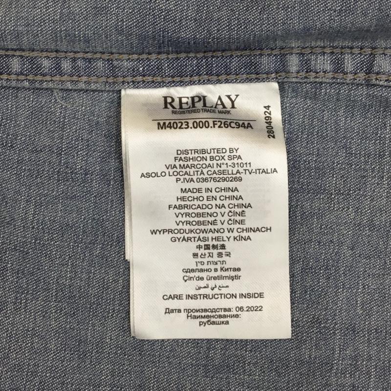 リプレイ REPLAY シャツ、ブラウス 長袖 REPLAY デニムシャツ　M4023.000.F26C94A M 無地 インディゴ / インディゴ /  メンズ USED 古着 中古 10127626