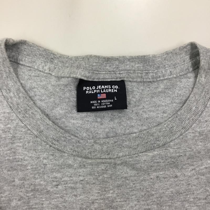 ポロジーンズ Polo Jeans Co. Tシャツ 半袖 半袖カットソー プリントTシャツ クルーネックカットソー L ロゴ、文字 灰 / グレー /  メンズ USED 古着 中古 10118690