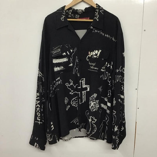 ハイドアンドシーク HIDE AND SEEK シャツ、ブラウス 長袖 hs-030223 長袖シャツ プリントシャツ オープンカラーシャツ XL プリント 黒 / ブラック / X 白 / ホワイト /  メンズ USED 古着 中古 10136138