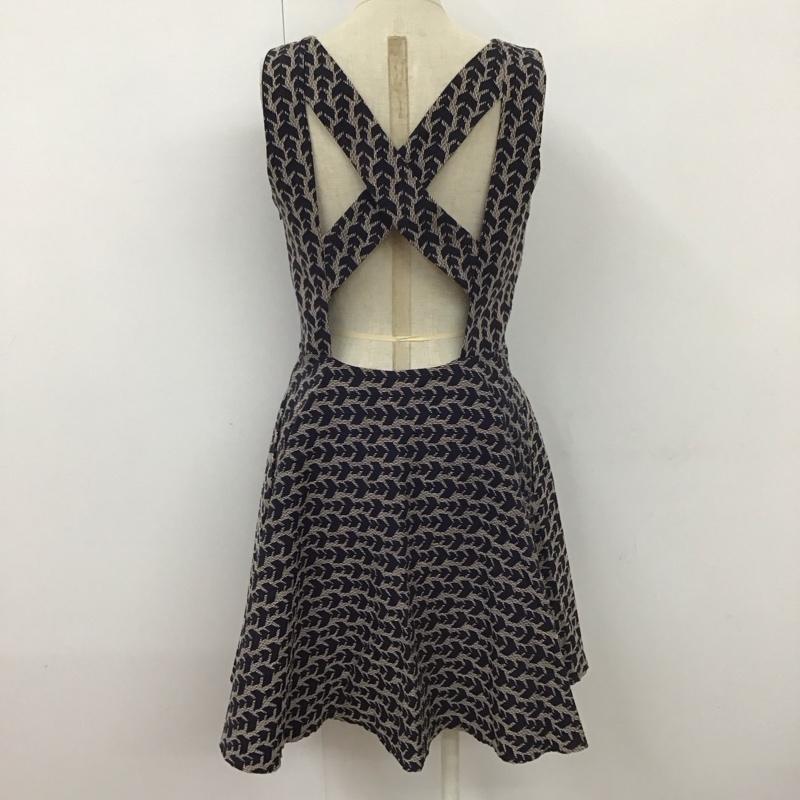 ザラ ZARA ワンピース ひざ丈スカート ノースリーブワンピース ひざ丈ワンピース 総柄 総柄 白 / ホワイト / X 紺 / ネイビー /  レディース USED 古着 中古 10113051