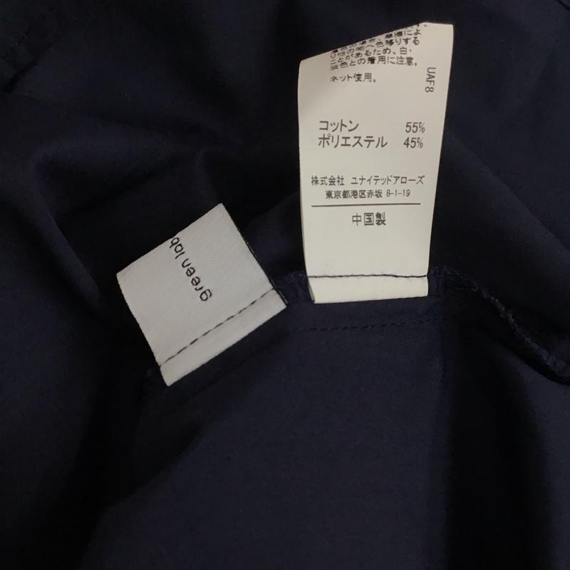 グリーンレーベルリラクシング green label relaxing シャツ、ブラウス 長袖 3611-199-1986 ブロード フリルカラー ブラウス 無地 紺 / ネイビー /  レディース USED 古着 中古 10136911