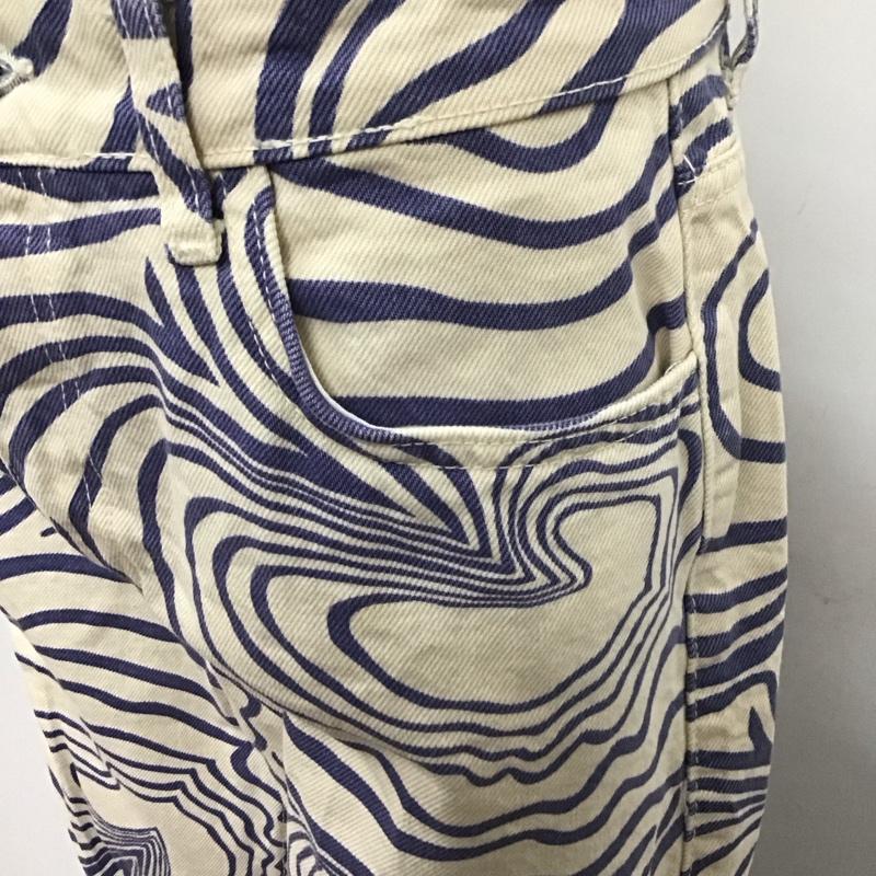ザラ ZARA パンツ デニム、ジーンズ 6688 043 043 ハイライズ 36 総柄 アイボリー / アイボリー / X 紺 / ネイビー /  レディース USED 古着 中古 10115342