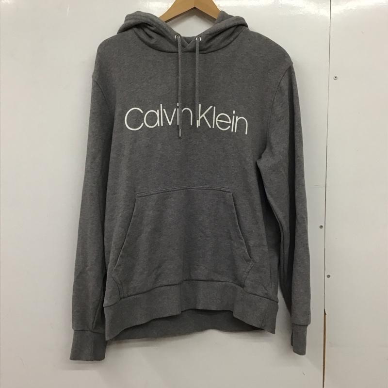 カルバン・クライン Calvin Klein パーカー 長袖 長袖パーカー プルオーバーパーカー スウェット M ロゴ、文字 灰 / グレー /  メンズ USED 古着 中古 10150913