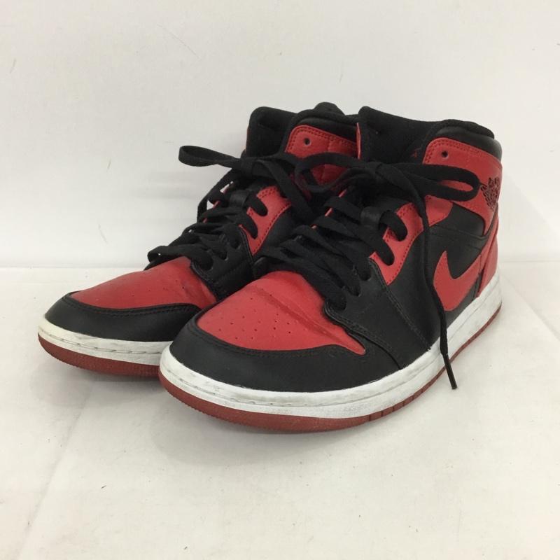 ナイキ NIKE スニーカー スニーカー 554724-074 AIR JORDAN 1 MID 26cm 26.0cm ロゴ、文字 黒 / ブラック / X 赤 / レッド /  メンズ USED 古着 中古 10136292