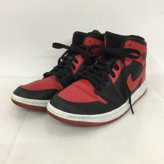 ナイキ NIKE スニーカー スニーカー 554724-074 AIR JORDAN 1 MID 26cm 26.0cm ロゴ、文字 黒 / ブラック / X 赤 / レッド /  メンズ USED 古着 中古 10136292