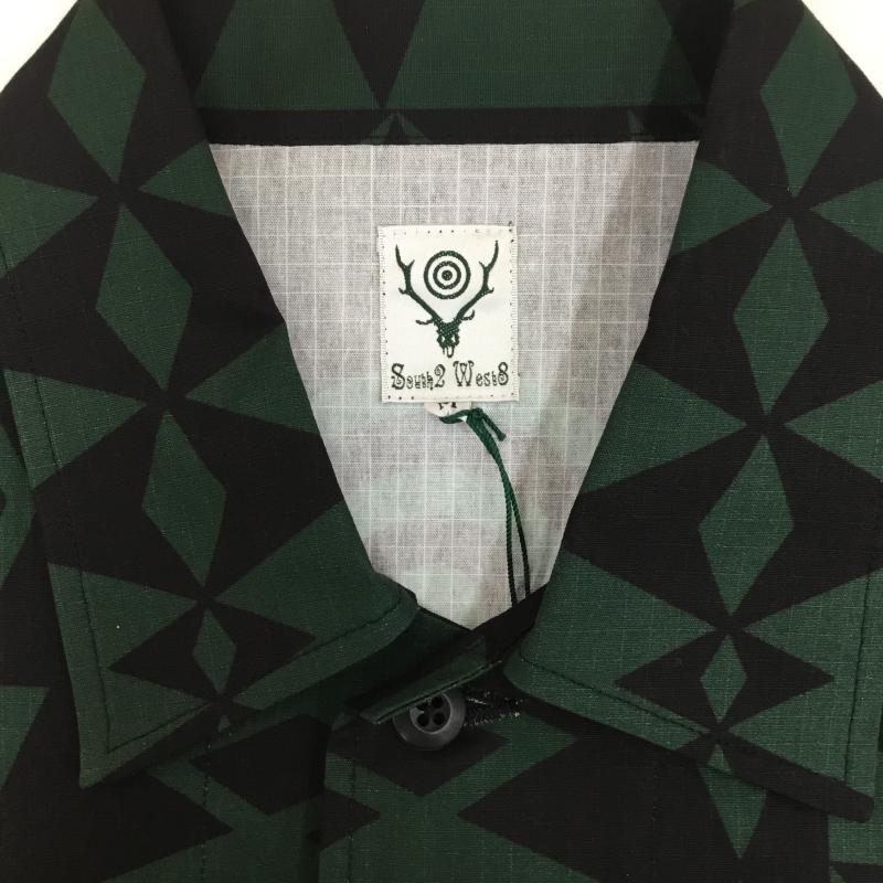 サウスツーウェストエイト South2 West8 シャツ、ブラウス 長袖 Hunting Shirt -Cotton Ripstop MR738 M ネイティブ柄 黒 / ブラック / X 緑 / グリーン /  メンズ USED 古着 中古 10127964