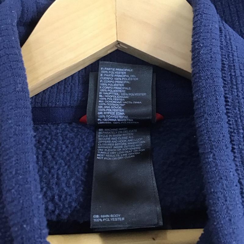ザノースフェイス THE NORTH FACE カットソー 長袖 長袖カットソー スタンドネックカットソー プリントカットソー L ロゴ、文字 紺 / ネイビー /  メンズ USED 古着 中古 10144974