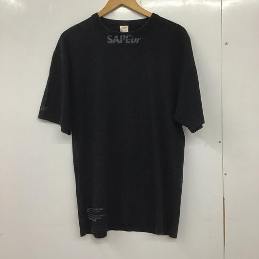 サプール SAPEur Tシャツ 半袖 半袖カットソー プリントTシャツ クルーネックカットソー L プリント 黒 / ブラック /  メンズ USED 古着 中古 10137951