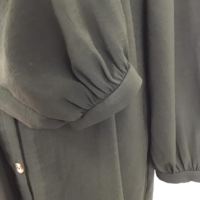 ザラ ZARA ワンピース ミニスカート フリル スタンドカラー 長袖 S 無地 カーキ / カーキ /  レディース USED 古着 中古 10113503
