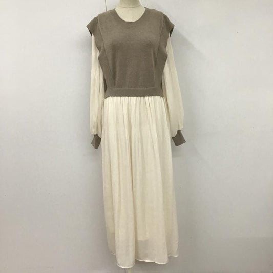 センスオブプレイスバイアーバンリサーチ SENSE OF PLACE by URBAN RESEARCH ワンピース ロングスカート aa34-26b012 マジョリカプリーツドッキングワンピース 長袖ワンピース フレアスカート 無地 ベージュ / ベージュ / X 茶 / ブラウン /  レディース USED 古着 中古 10105958