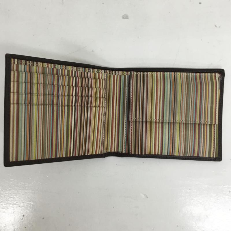 ポールスミス Paul Smith 財布 二つ折り ボーダー柄 ダークブラウン / ダークブラウン /  メンズ USED 古着 中古 10106165