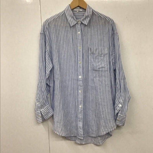 ニジュウサンク 23区 シャツ、ブラウス 長袖 38 ストライプ 白 / ホワイト / X 水色 / ライトブルー /  レディース USED 古着 中古 10131753