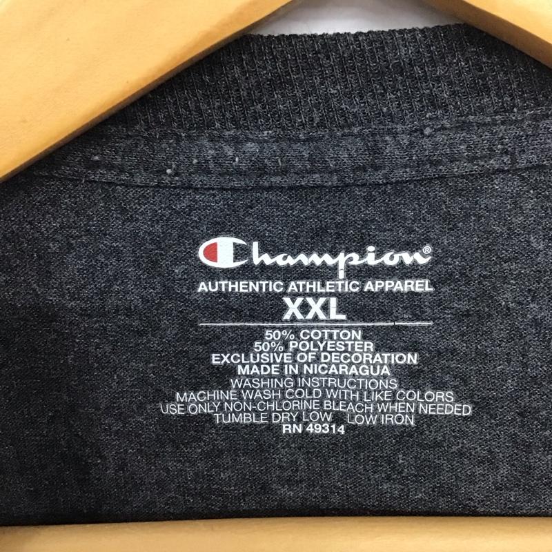 チャンピオン Champion Tシャツ 半袖 半袖カットソー プリントTシャツ クルーネックカットソー XXL プリント 灰 / グレー /  メンズ USED 古着 中古 10131233