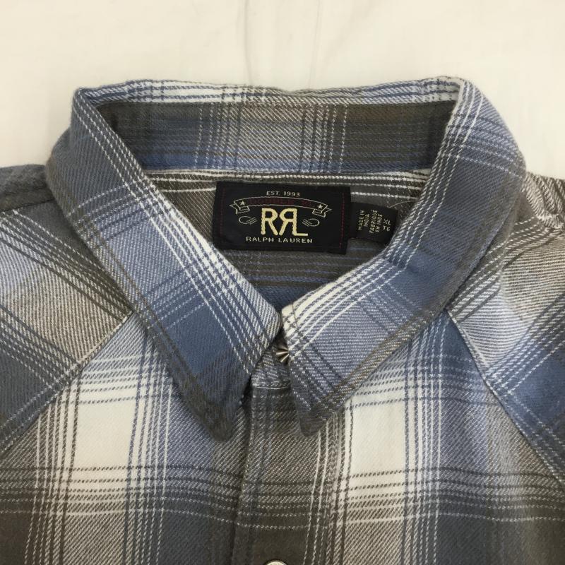 ダブルアールエル RRL シャツ、ブラウス 長袖 XL チェック 青 / ブルー /  メンズ USED 古着 中古 10127282
