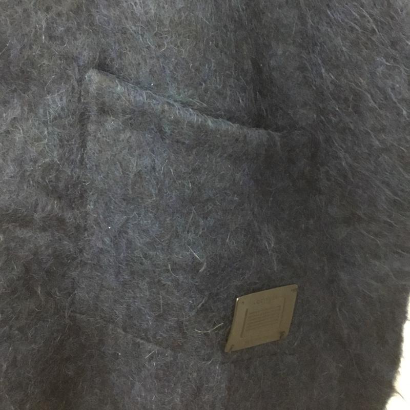 コーチ COACH マフラー マフラー E7804 32113 大判ストール 大判マフラー ポケット付き ショール ロゴ、文字 灰 / グレー / X 紺 / ネイビー /  レディース USED 古着 中古 10143823