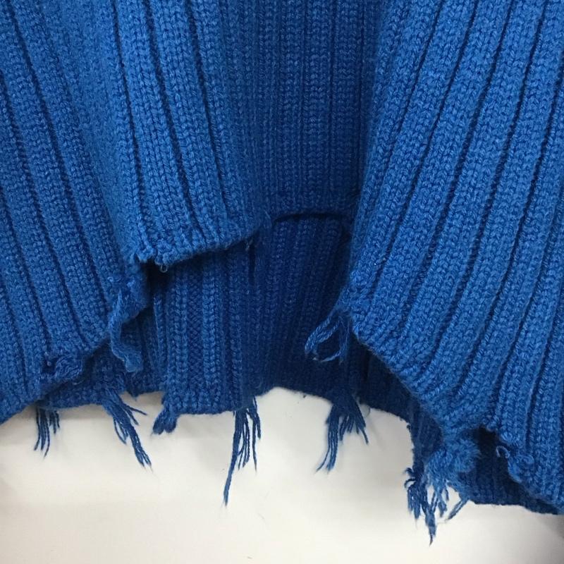 エモダ EMODA ニット、セーター 長袖 042262601801-01 カーブスリーブクラッシュニット FREE 無地 青 / ブルー /  レディース USED 古着 中古 10146763