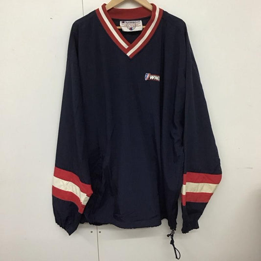 チャンピオン Champion ジャケット、上着 ジャケット、ブレザー プルオーバージャケット アウター Vネック スポーツウェア ロゴ、文字 紺 / ネイビー /  メンズ USED 古着 中古 10140122