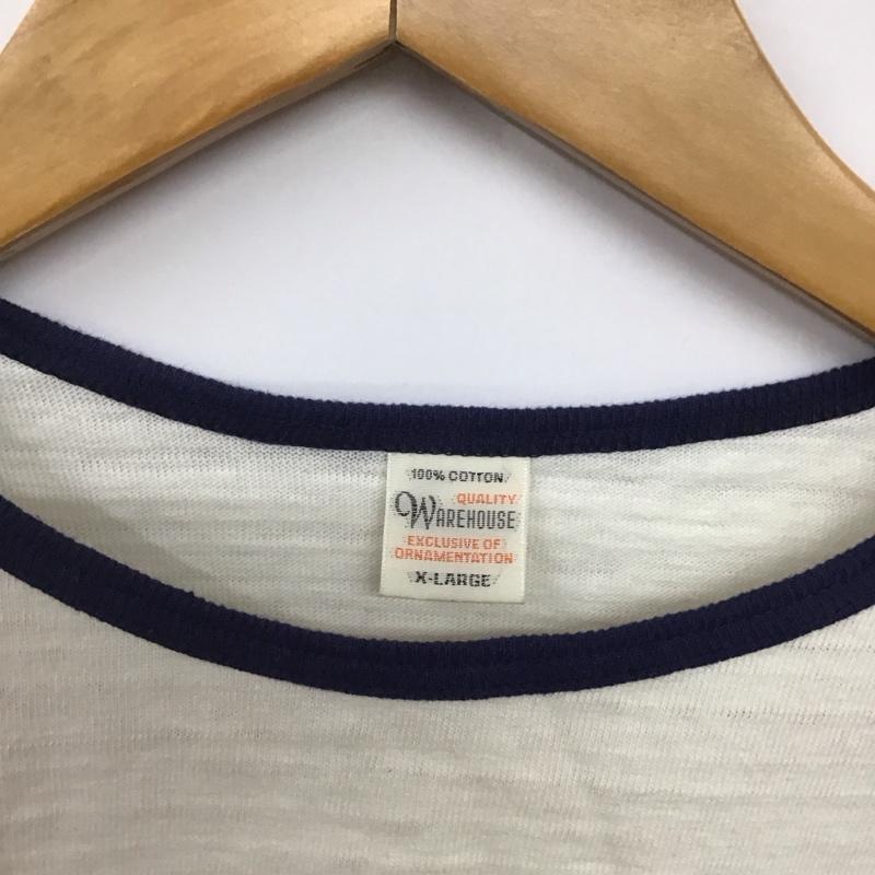 ウエアハウス WAREHOUSE Tシャツ 半袖 半袖カットソー プリントTシャツ クルーネックカットソー XL ロゴ、文字 白 / ホワイト /  メンズ USED 古着 中古 10128649