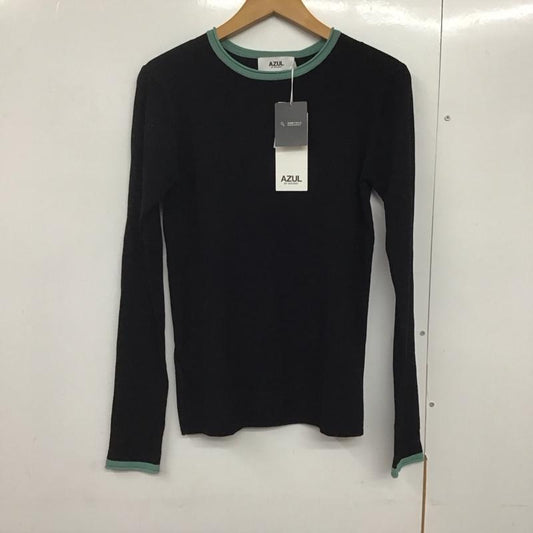 アズールバイマウジー AZUL BY MOUSSY ニット、セーター 長袖 250FSC70-163C PIPING DRY RIB KNIT タグ付き M 無地 黒 / ブラック / X 緑 / グリーン /  レディース USED 古着 中古 10141978