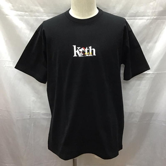 キス KITH Tシャツ 半袖 半袖カットソー プリントTシャツ クルーネックカットソー ピーナッツ スヌーピー S ロゴ、文字 黒 / ブラック /  メンズ USED 古着 中古 10111012
