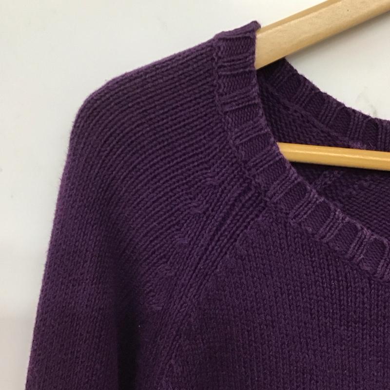 ランズエンド LANDS END ニット、セーター 長袖 長袖ニットカットソー クルーネック セーター 無地 紫 / パープル /  メンズ USED 古着 中古 10140307